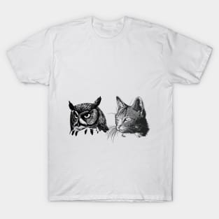 a cat and an owl T-Shirt